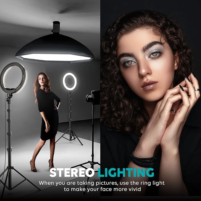 Weilisi 12'' Ring Light with Stand 72'' Tall & 2 Phone Holders, 38 Color Modes