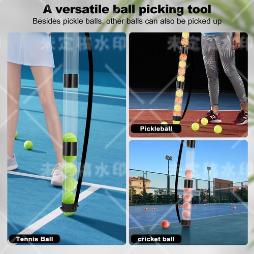 Buhobha Pickleball Ball Retriever, 17 Balls Pickleball Pickup Tube, Tennis Ball Tube Picker Upper with Strap, Detachable Ball Picker Upper