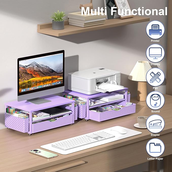 Spacrea Desk Organizer and Accessories, Computer Monitor Stand Riser