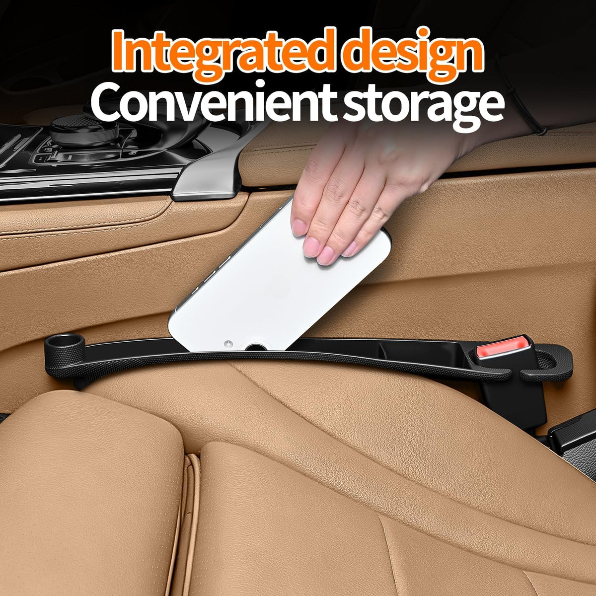 2PCS Car Seat Gap Filler, Universal Fit Automotive Seat Organizer ，Black