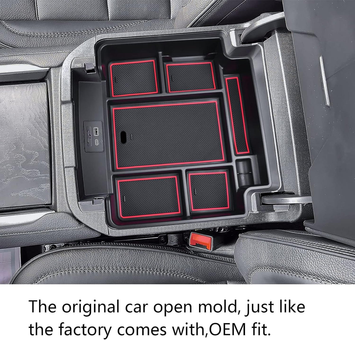 Full Center Console Organizer Tray for 2021-2026 Chevy Tahoe/Suburban, Red