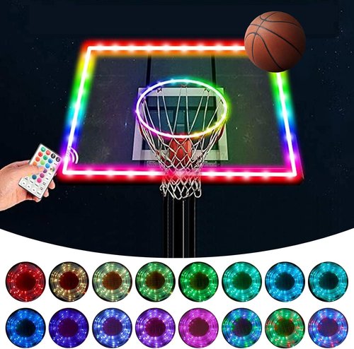 Green Bean LED Basketball Hoop Light - Remote Control Rim Light with 16 Colors & 7 Flashing Modes