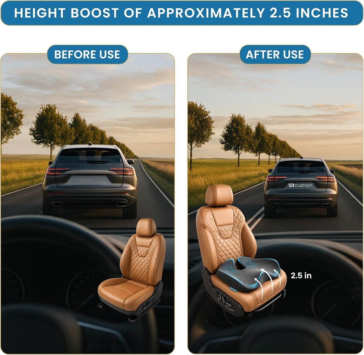 Driver Seat Cushion for Car, Tailbone Pain Relief Car Pillow and Seat Pad