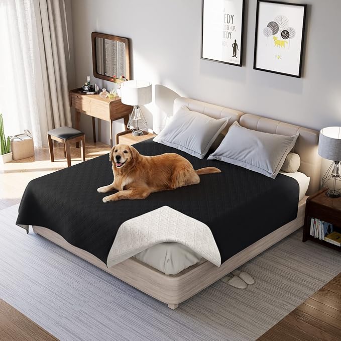 Waterproof Dog Bed Covers for Couch Protection, Water-Resistant Soft Dog Pet Blanket Anti-Slip Dog Blanket for Bed, for Furniture Bed Couch Sofa (Black,52x82inch)