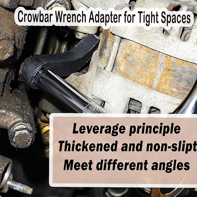 3PCS Pry Bar Wrench Adapter Head,Half Shaft Removal Car Repairing Tools with Extension Bar and Ratchet Wrench,Adjustable Crowbar Adapter Head Tool 1/2" Drive