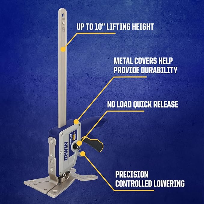 IRWIN Quick-Lift Construction Jack, Hand Lifting Jack Tool, Multifunctional, Lift up to 10" and Capacity 330 lbs (IRHT83100)