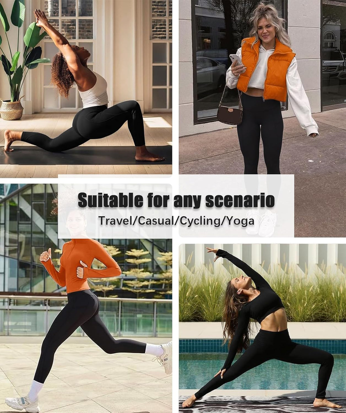 Skiennix High Waisted Leggings with Pockets - Tummy Control Yoga Pants for Women | 4 Pack