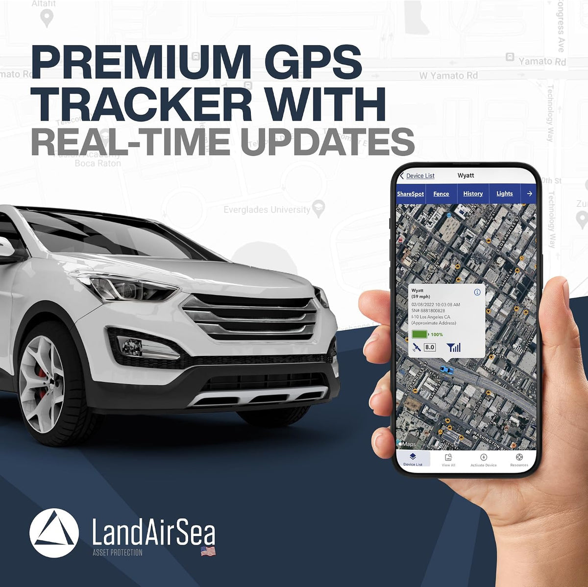 LandAirSea 54 GPS Tracker (Premium Edition) - Long Battery, Magnetic, & Waterproof. Global GPS Tracker for Vehicles. Made in The USA from Domestic & Imported Parts. Subscription is Required.