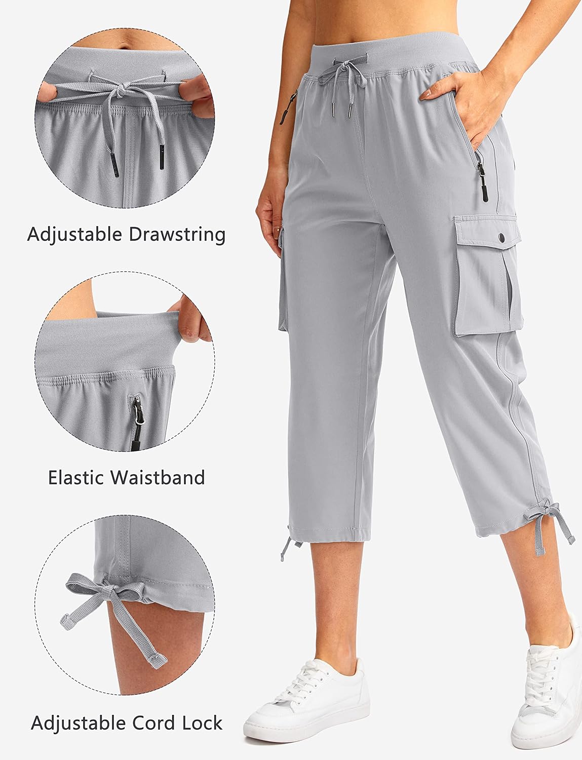 Soothfeel Women's Cargo Capris - Lightweight Quick-Dry Travel Pants with 6 Pockets | Casual Summer Wear