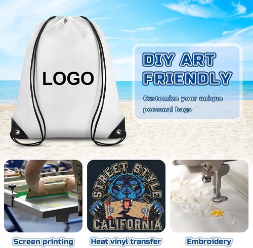 Grneric Drawstring Backpack - 70 Pack Cinch Bags for Men & Women | Ideal for Gym & Travel (White)