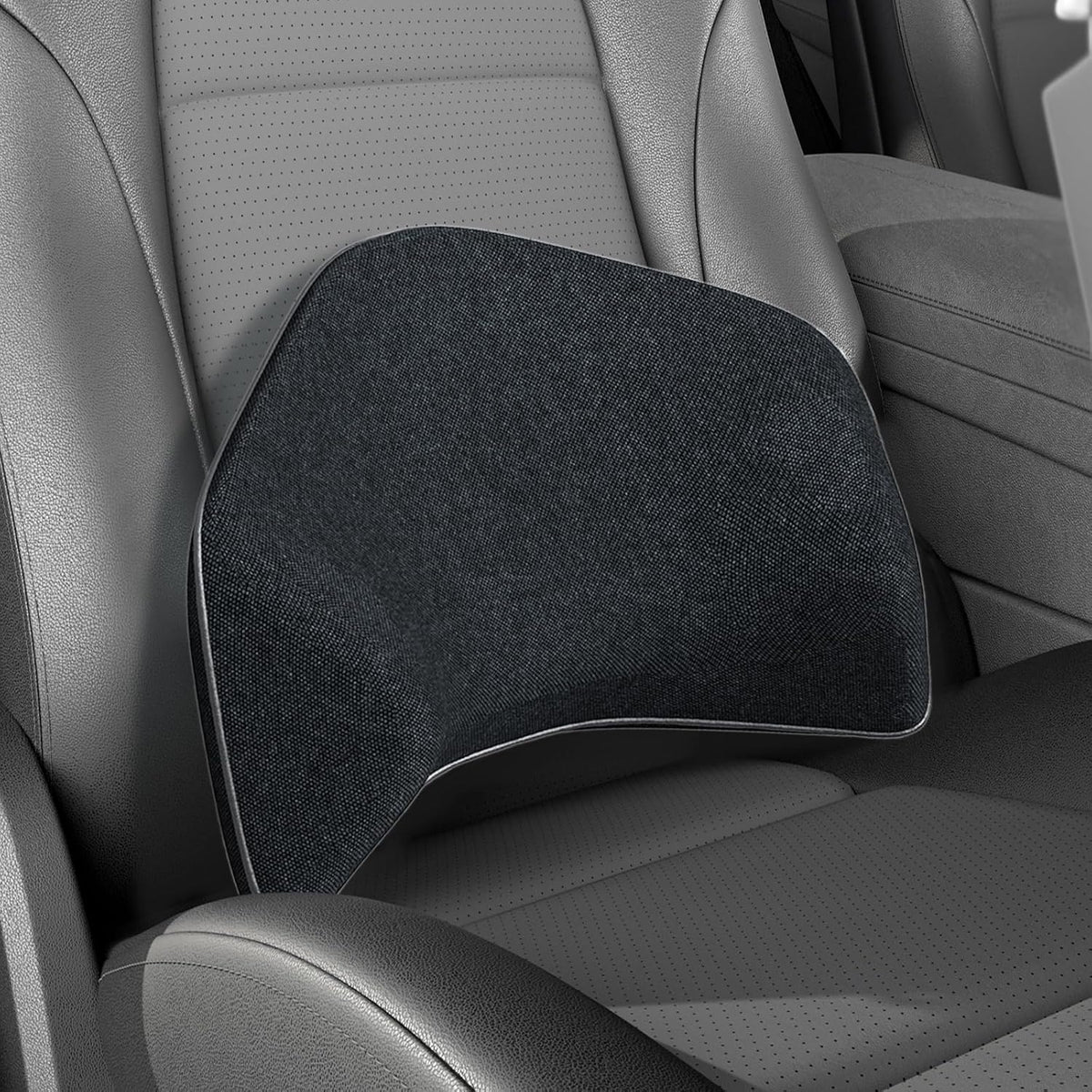 Super Snug Lumbar Support Pillow for Car, 100% Memory Foam Lumbar Pillow with Breathable Removable Cover, Ergonomic Design - Back Pillow Lumbar Support Pillow for Car Seat/Back Pain Relief(Black, 1PC)