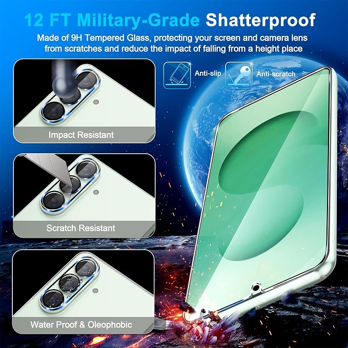 firtstnow 3 Pack for Samsung Galaxy S25 Screen Protector Tempered Glass + 3