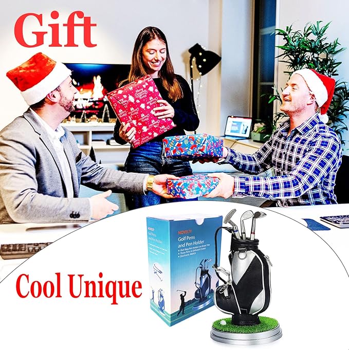 Golf Gifts for Men - Ideal Stocking Stuffers for Adults, White Elephant Gifts for Golfers, Dad, Him, Coworkers, Boss on Christmas & Birthday - Funny Golf Pen Holder, Home Office Decor Desk Accessories