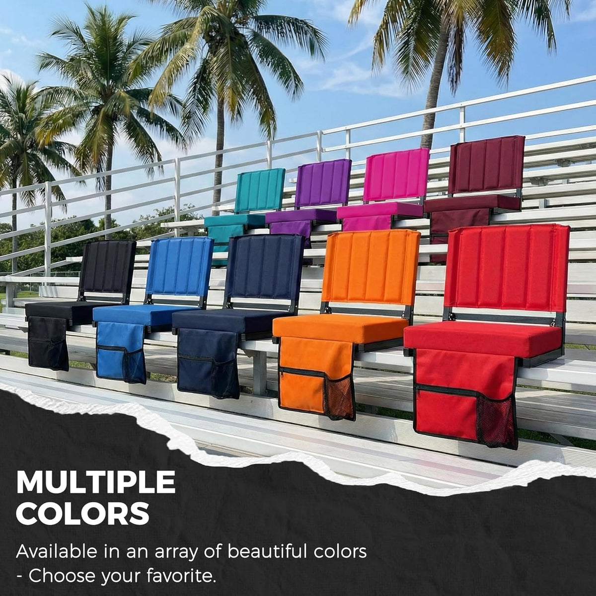 Sport Beats Stadium Seats - Comfortable Bleacher Chairs with Back Support & Cushion | Maroon, 1pc Regular - 17" W x 12" D x 16.5" H