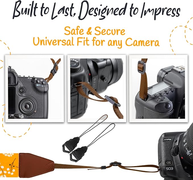 Art Tribute Camera Strap, Vintage Embroidered Neck Shoulder & Crossbody Camera
