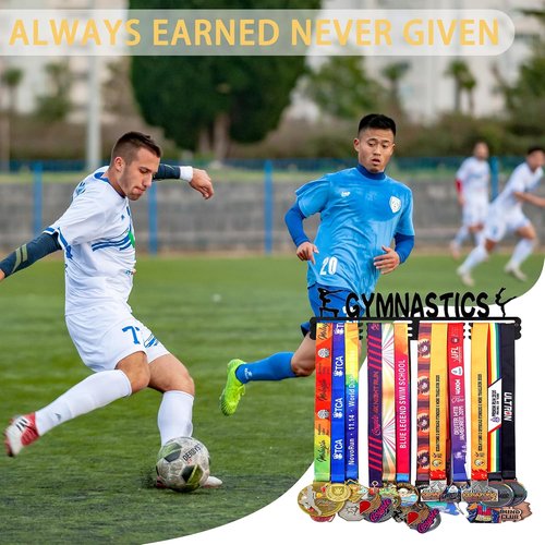 Goutoports Medal Hanger - Personalized Award Ribbon Organizer for 60 Medals | Wall Mount for Athletes