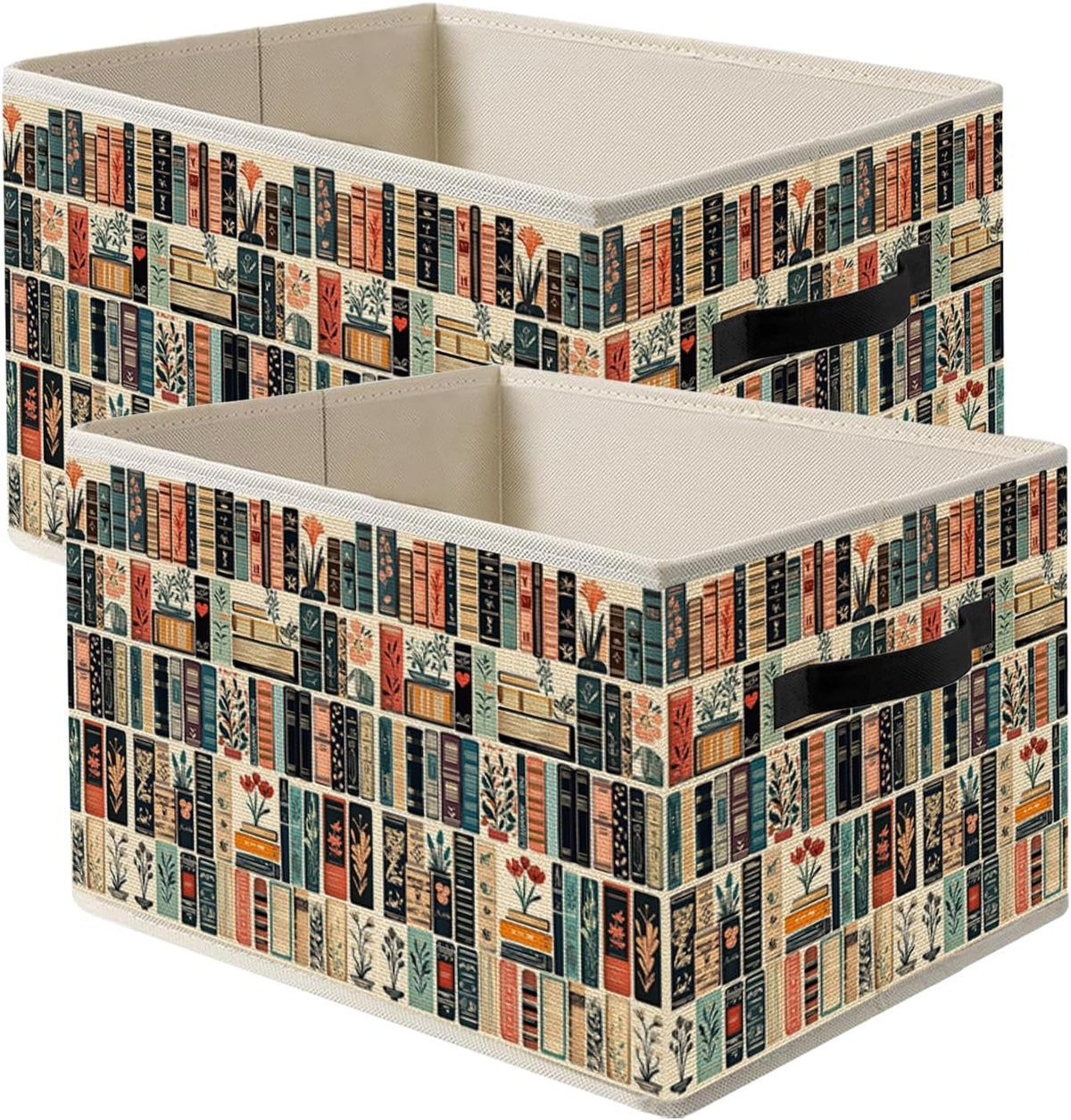 Camping Camper RV Storage Bin Box with Handles, Adventure Camping Campfire Foldable Organizer Basket Toybox for Teen Boys Room Classroom Playroom Bathroom Clothes Toys Books