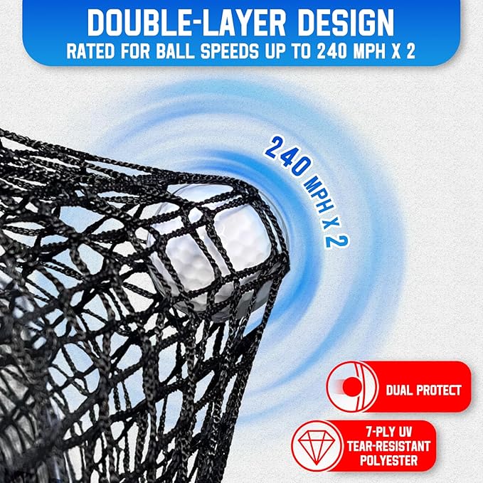Golf Hitting Net with Extra Striking Net, 10x7ft/7x7ft Heavy Duty Golf Practice Nets for Golfers Backyard Driving Swing, Golf Impact Cage Metal Frame with Storage Bag&Elevated Base, Indoor Outdoor Use