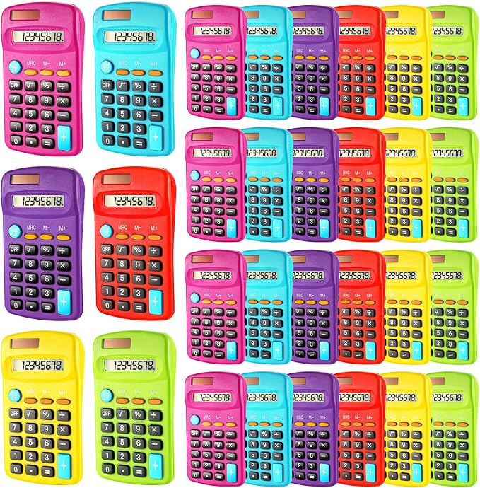 Weewooday 18 Pieces Small Basic Calculator Bulk 8 Digit Solar Battery Dual
