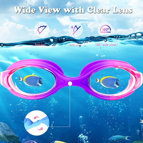EWPJDK Kids Swim Goggles - Anti-Fog, Leak-Proof Design | 2 Pack for Ages 3-15