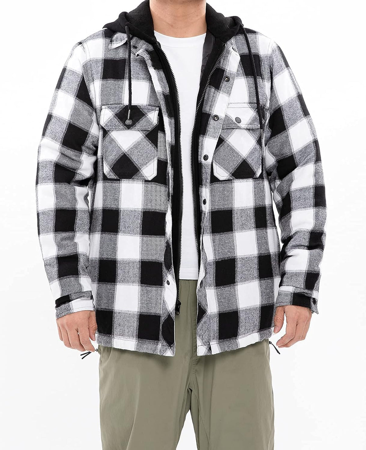 ThCreasa Men's Flannel Jacket - Quilted Lined Plaid Design with Hood | Stylish & Warm