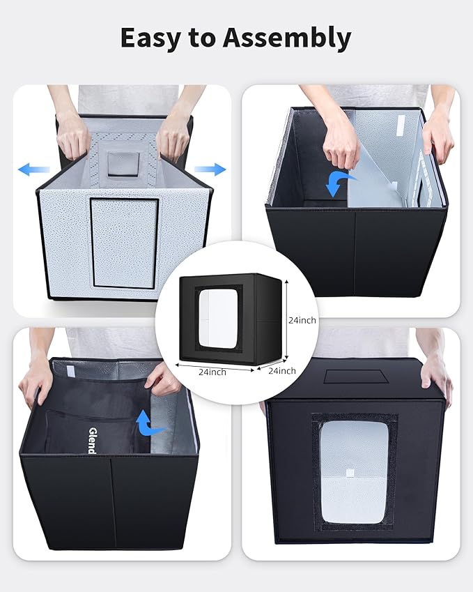 Glendan 24"x24" Light Box Photography, Large Photo Light Box