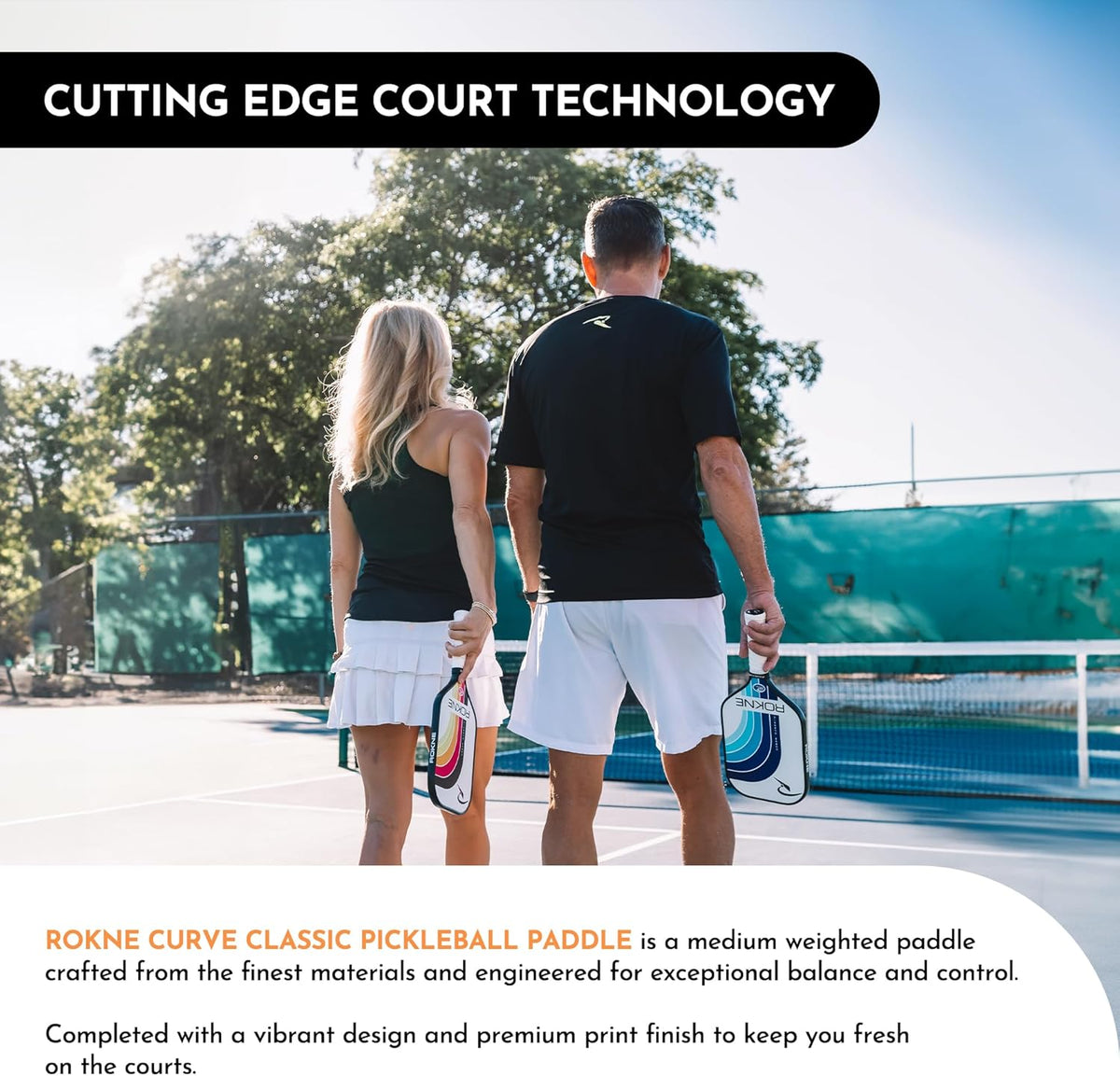 ROKNE Curve Classic Pickleball Paddle - USAPA Approved Fiberglass Design | Precision Engineering & Comfort | ProGrit Texture for Maximum Spin & Power