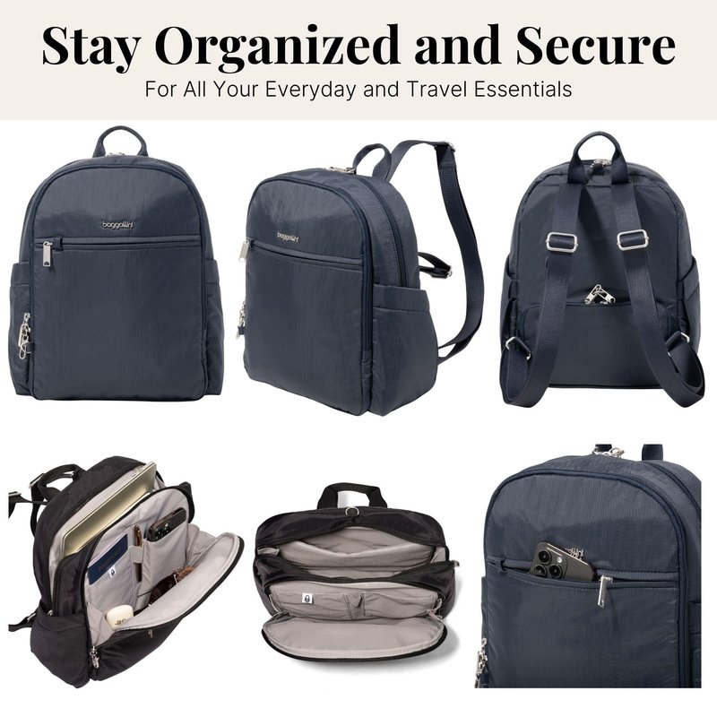 Securtex Anti-Theft Getaway Backpack - 9.4"x13"x5" Travel Safe Bag w/Locking Zippers, Slash-Resistant, RFID