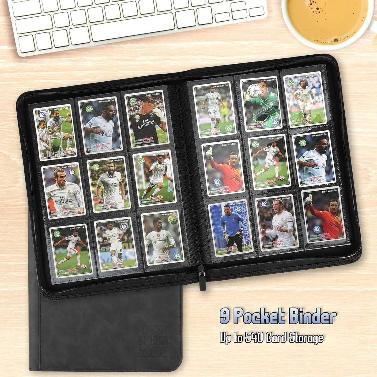 Trading Card Binder - Premium 9 Pocket PU Collection Album | 540 Pocket for MTG, TCG & Sports Cards (Black)