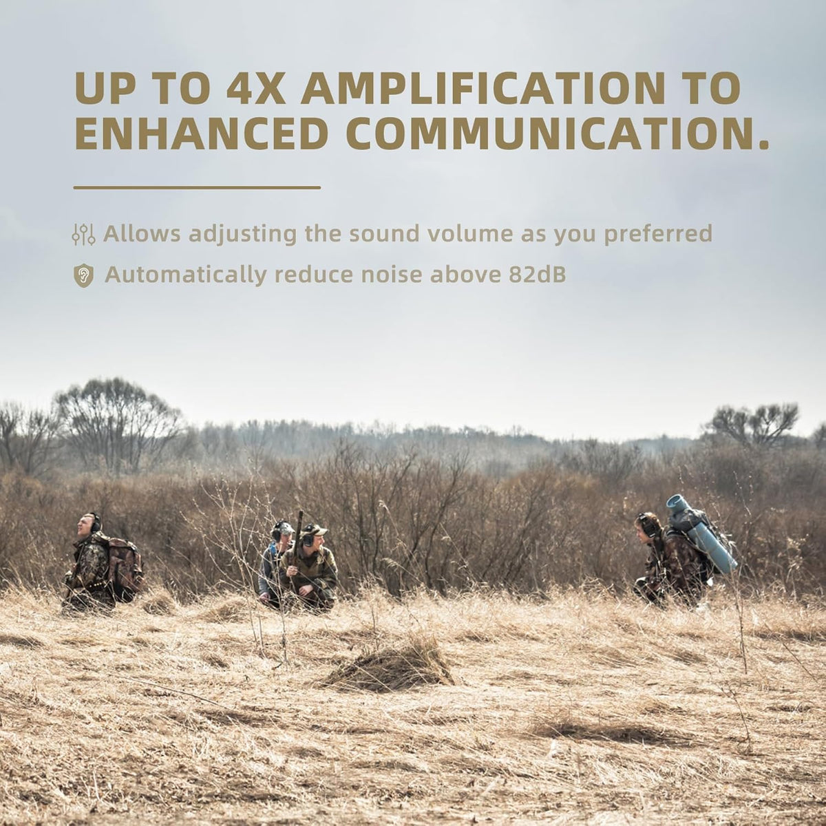 PROHEAR Electronic Ear Protection Muffs - 4X Sound Amplification & NRR 23dB Noise Reduction | Brown