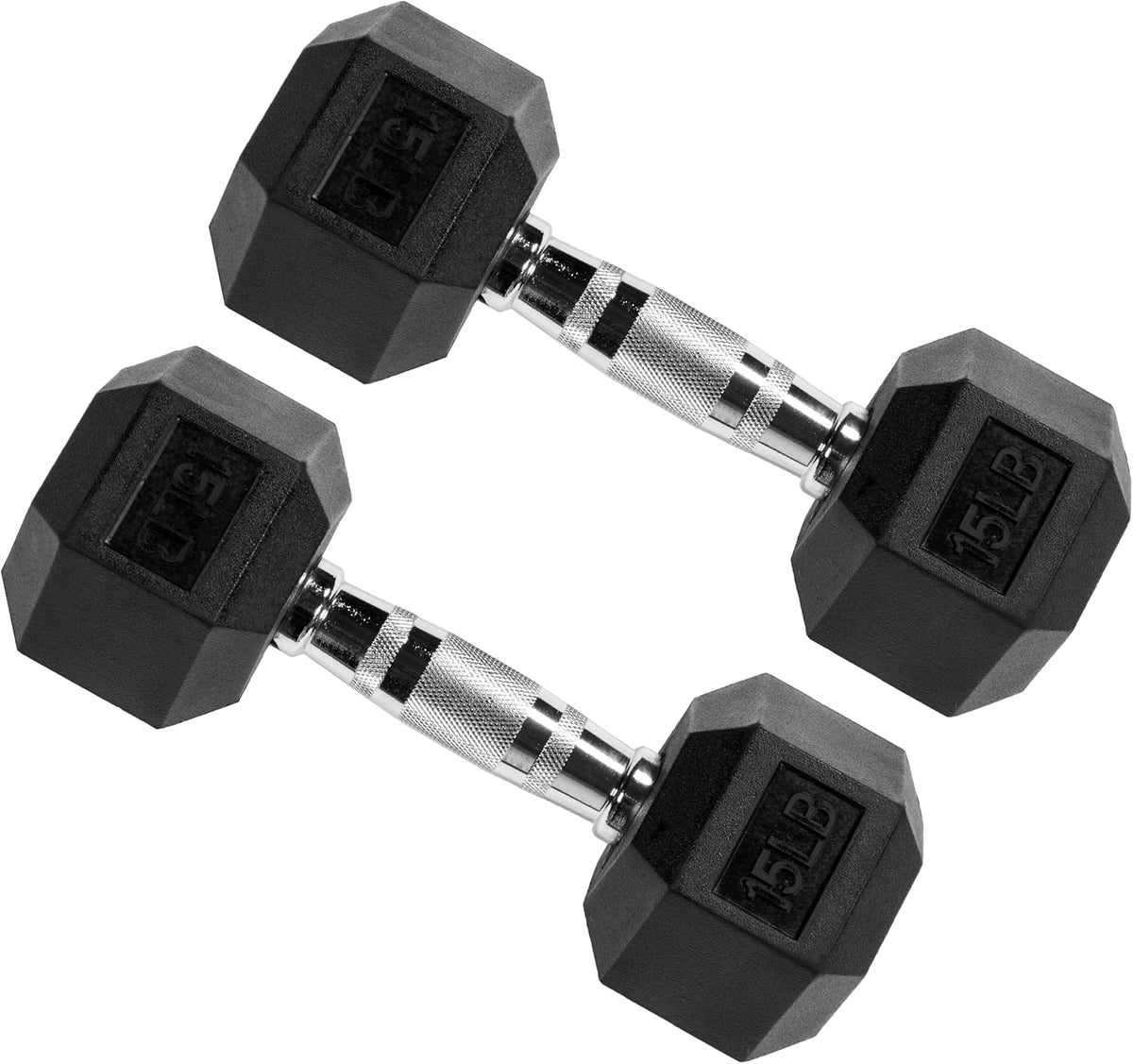 Signature Fitness Hex Dumbbells - Rubber Coated Hand Weights for Home Gym | 5-50 lbs Pairs