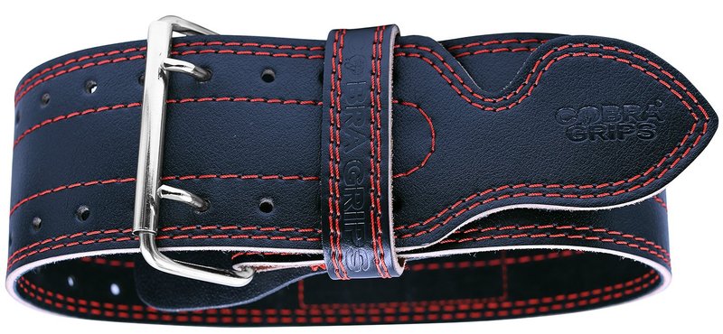 Weight Power Lifting Belt 4” Wide Cobra Grips Premium Genuine Leather Belt for Men & Women Adjustable Weightlifting Back Support (RED, Large 36"-44")