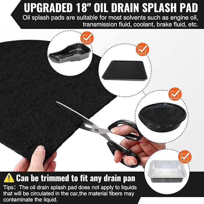 Saillong 3 Pcs 18'' Round Oil Drain Splash Pad, No Splatter Pad Fit 1.5-20 Gal Oil Drain Pan, Anti Splash Oils Change Mat for Car Changing Oils Transmission Drains Pan