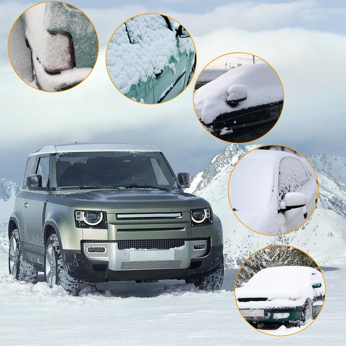 ecocstm 25.5" Car Snow Brush and Detachable Ice Scraper, Snow Shovel for Car Window with Foam Grip and 360° Pivoting Brush Head, Snow Shovel for Car Window, Winter Accessories for Cars, Trucks, SUVs