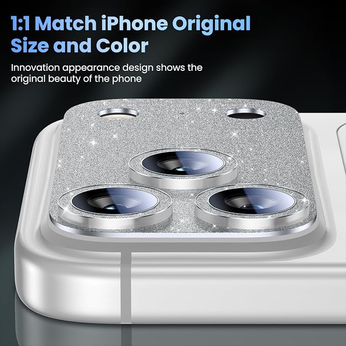 Uyiton for iPhone 17-Pro-Max Camera-Lens Protector: Bling Metal Tempered Glass