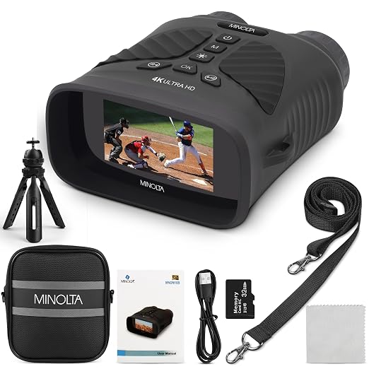 Minolta 10x25 Digital Night Vision Monocular w/Built-in 4K HD Video Camera