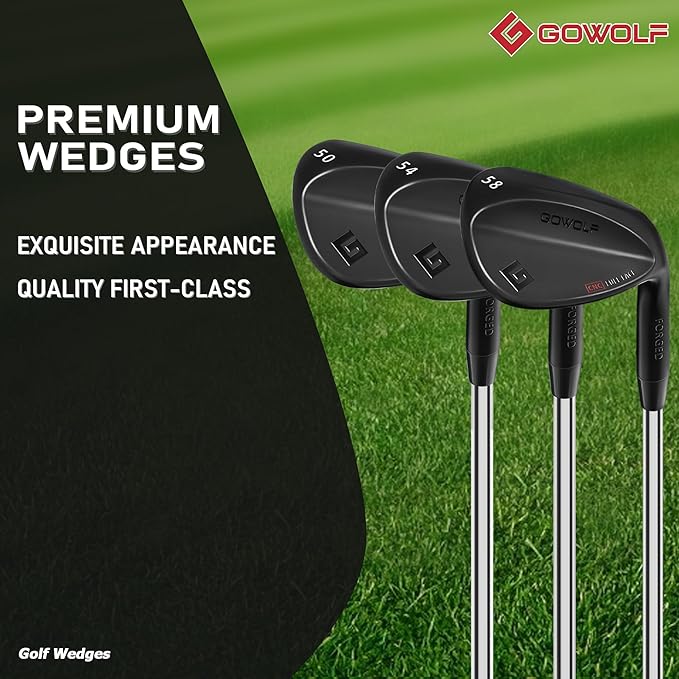 Gowolf Forged Golf Wedges 50/52/54/56/58/60/69 Degree Single or Sets for Men, Right Hand Premium Full Face Gap Wedge Sand Wedge Lob Wedge Golf Club, Great Golf Gifts - CNC Milled Face for More Spin