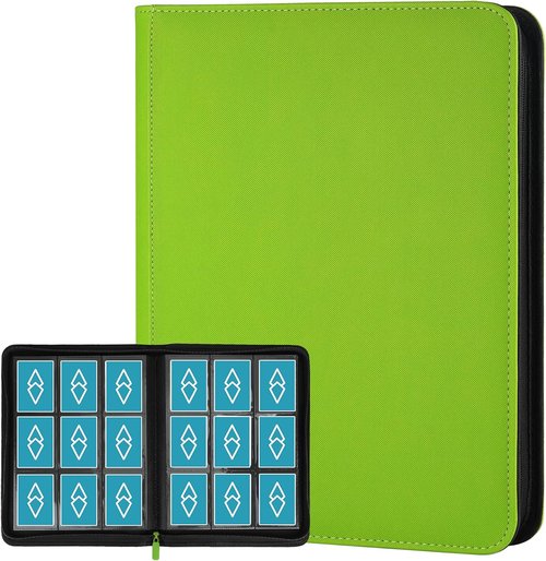 GERMUN Trading Card Binder - 9 Pocket Premium Card Holder for 360 Cards | Double-Sided Album (Grass Green)