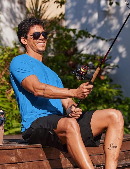 COOFANDY Men's Swim Shirt - Short Sleeve UPF 50+ Rash Guard | Quick Dry & Breathable Beach T-Shirt