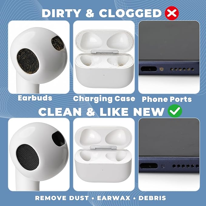 Upgraded for Airpod Cleaner Kit, Putty&Swabs, Removes Earwax& Dust, Compatible