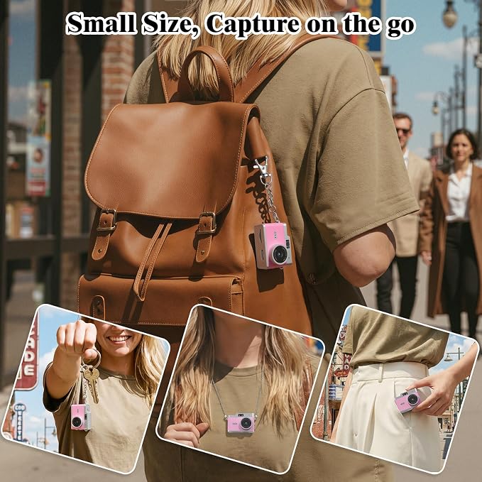 Mini Keychain Digital Camera 1080P, Ultra-Portable Small Retro Camera 32GB Card