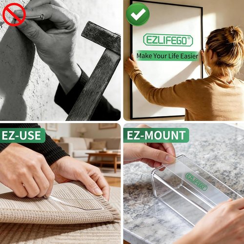EZlifego Heavy-Duty Double-Sided Tape - Clear Nano Adhesive for Picture Hanging (9.85FT)