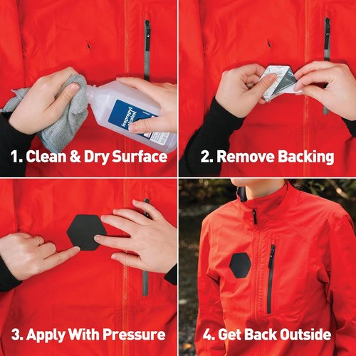 GEAR AID Tenacious Tape Hex – Repair Patches for Down Jackets & Tents | 4-Pack (2.5” & 1.5”, Clear/Black)