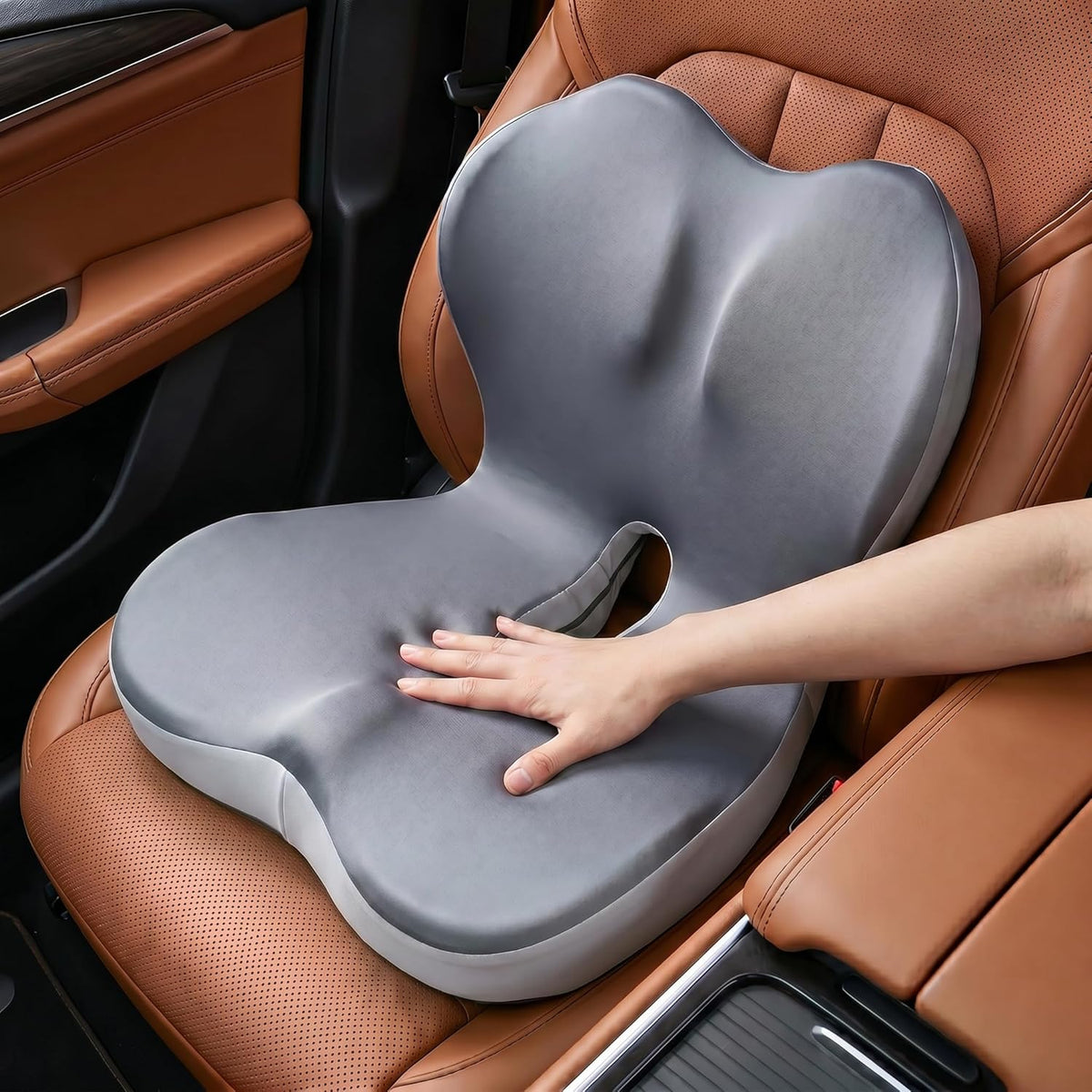 Driver Seat Cushion for Car, Ergonomic Memory Foam Car Seat Pad with Taller Lumbar Support, Back & Sciatica Pain Relief Car Cushion for Long Driving, Tailbone & Coccyx Support