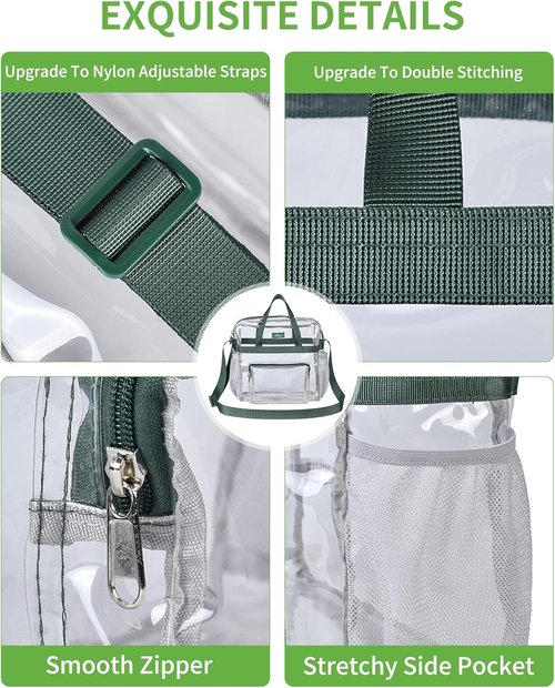MAY TREE Clear Stadium Bag - Durable 12x6x12 Tote with Reinforced Straps for Events & Gym