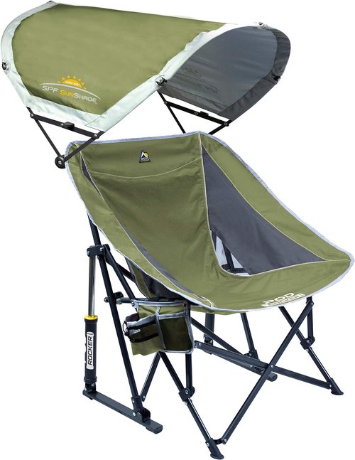 GCI Outdoor Pod Rocker - Comfortable Outdoor Rocking Chair with SunShade Canopy | Portable Design