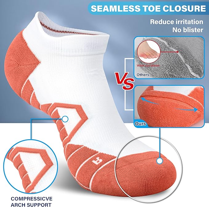 Hylaea Athletic Running Socks Cushion Padded Moisture Wicking Low Cut