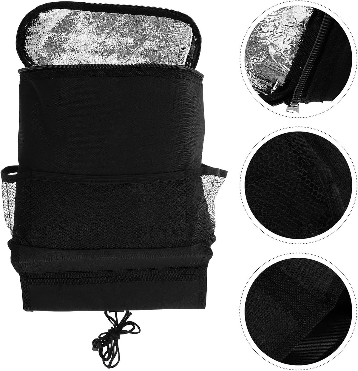 Car Seat Back Organizer with Insulated Reusable Ice Bag, Hanging Storage Pouch for Snacks and Travel Essentials, Multipocket Car Trunk Organizer for Road Trips and Family Travel