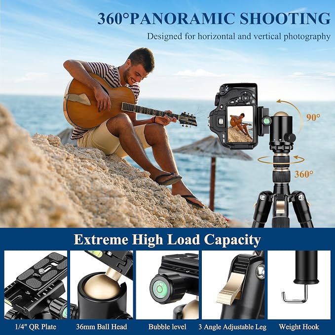 77" Aluminum Camera Tripods & Monopods, Victiv Compact Travel Tripod