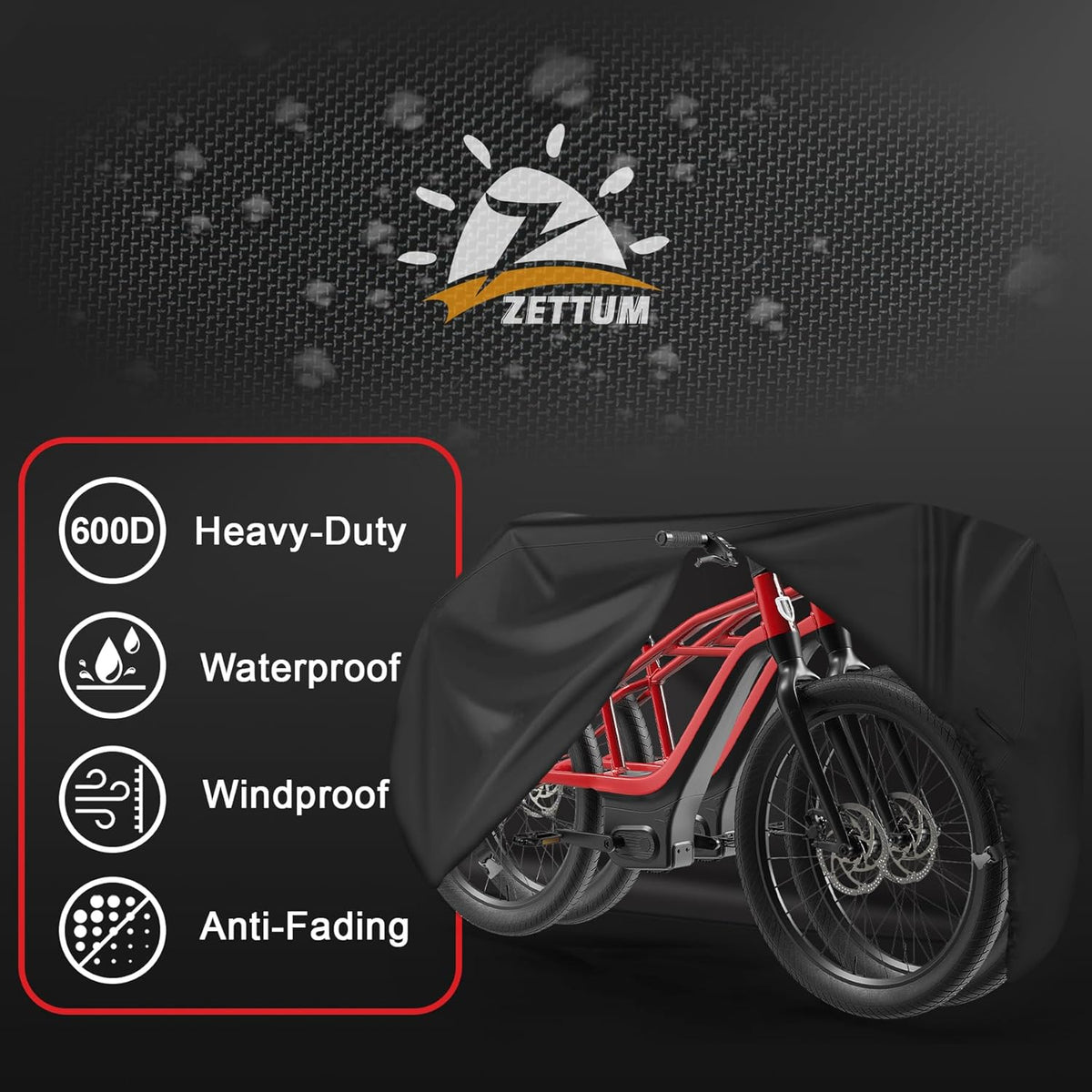 Zettum Bike Cover for 2 Bikes - Heavy Duty Waterproof 600D Outdoor Storage | Fits eBikes, Mountain Bikes & More